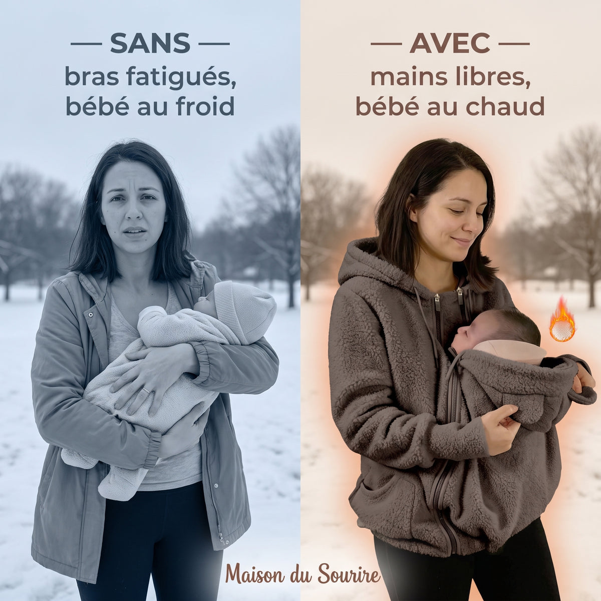 MamanCosy™ – Manteau Polaire 2 en 1 avec Porte-Bébé Intégré
