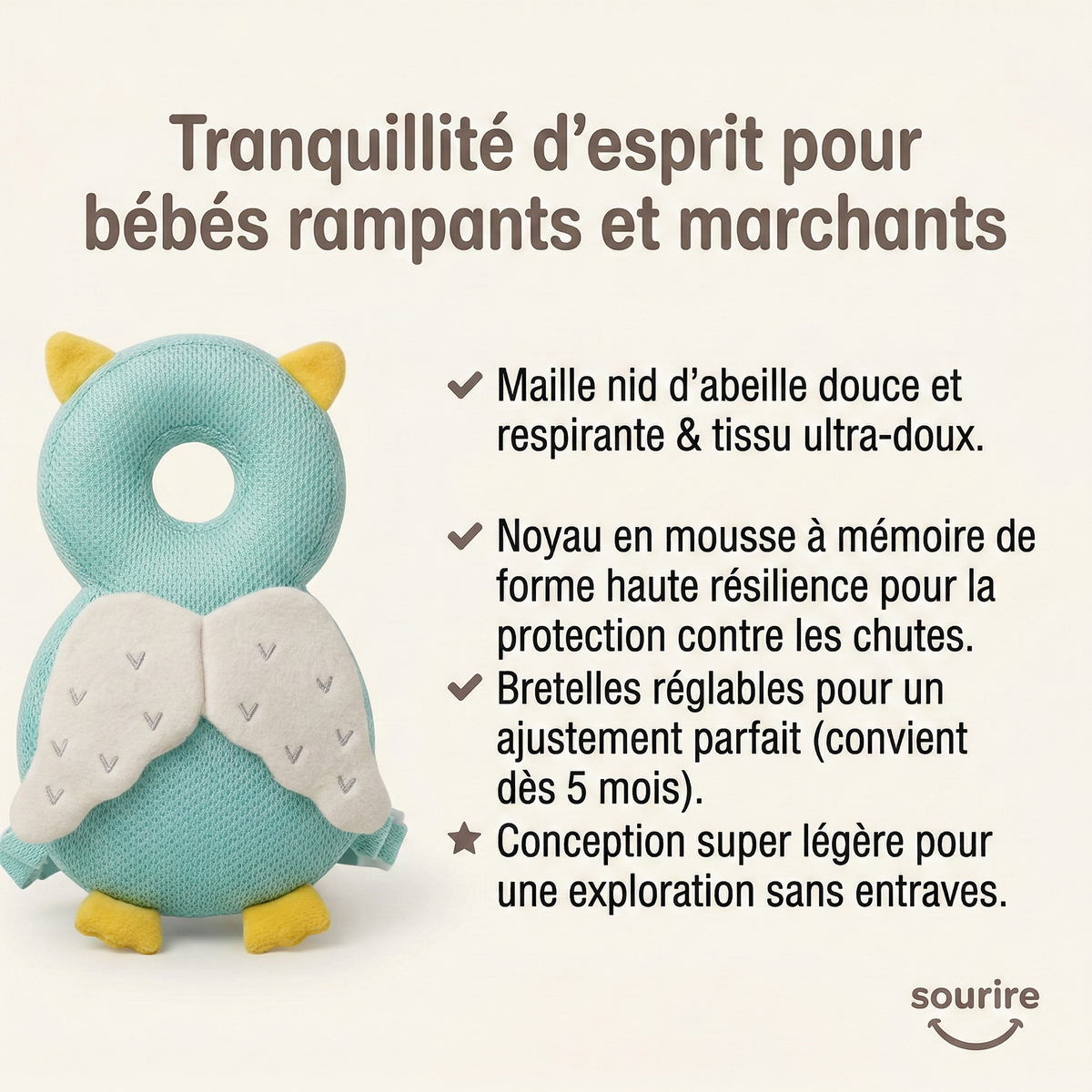 Coussin protège-tête bébé — motif animal